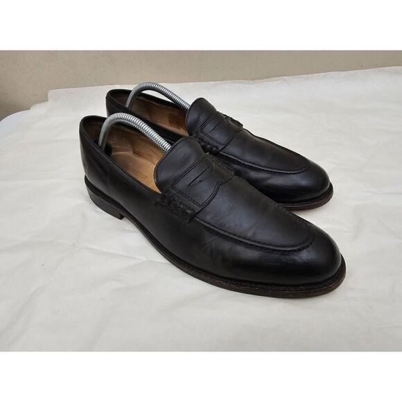 Frye John Addison Mens 9.5 D Black Leather Penny Loafers Dress Shoes Slip On - Picture 1 of 15